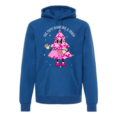 Out Here Lookin Like A Snack Funny Christmas Pink Tree Gift Premium Hoodie