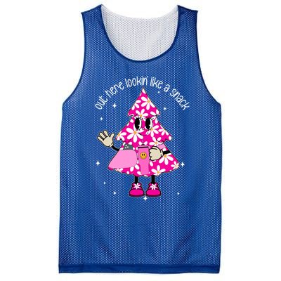 Out Here Lookin Like A Snack Funny Christmas Pink Tree Gift Mesh Reversible Basketball Jersey Tank