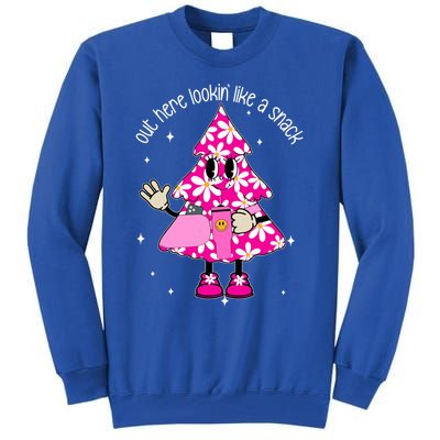 Out Here Lookin Like A Snack Funny Christmas Pink Tree Gift Tall Sweatshirt