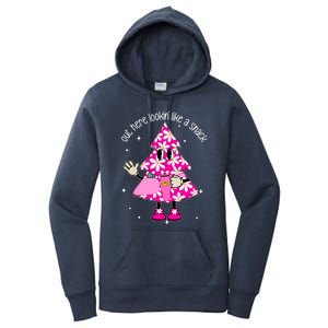 Out Here Lookin Like A Snack Funny Christmas Pink Tree Gift Women's Pullover Hoodie