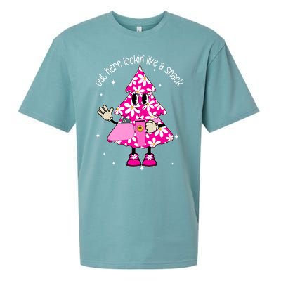 Out Here Lookin Like A Snack Funny Christmas Pink Tree Gift Sueded Cloud Jersey T-Shirt