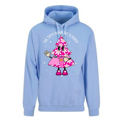 Out Here Lookin Like A Snack Funny Christmas Pink Tree Gift Unisex Surf Hoodie