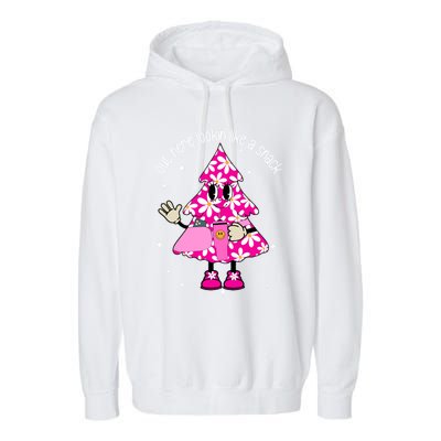 Out Here Lookin Like A Snack Funny Christmas Pink Tree Gift Garment-Dyed Fleece Hoodie