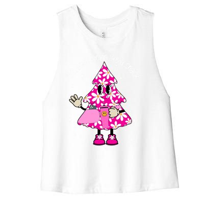 Out Here Lookin Like A Snack Funny Christmas Pink Tree Gift Women's Racerback Cropped Tank