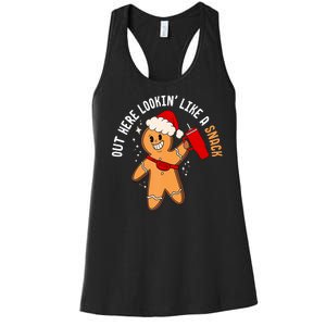 Out Here Looking Like A Snack Christmas Gingerbread Boujee Women's Racerback Tank