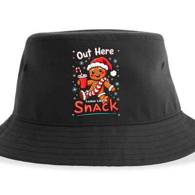Out Here Looking Like A Snack Christmas Funny Boujee Xmas Sustainable Bucket Hat