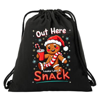 Out Here Looking Like A Snack Christmas Funny Boujee Xmas Drawstring Bag