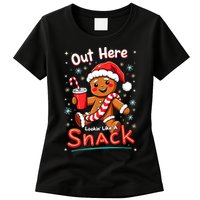 Out Here Looking Like A Snack Christmas Funny Boujee Xmas Womens T-Shirt