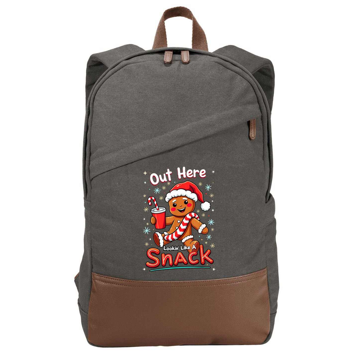 Out Here Looking Like A Snack Christmas Funny Boujee Xmas Cotton Canvas Backpack