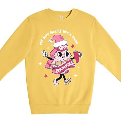 Out Here Lookin Like A Snack Pink Christmas Tree Cake Boojee Gift Premium Crewneck Sweatshirt