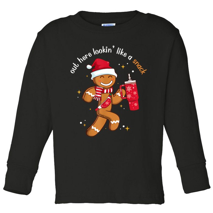 Out Here Looking Like A Snack Boujee Christmas Gingerbread Toddler Long Sleeve Shirt