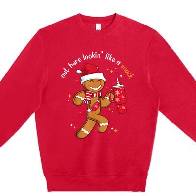 Out Here Looking Like A Snack Boujee Christmas Gingerbread Premium Crewneck Sweatshirt