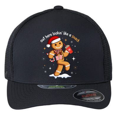 Out Here Looking Like A Snack Funny Boujee Xmas Gingerbread Flexfit Unipanel Trucker Cap