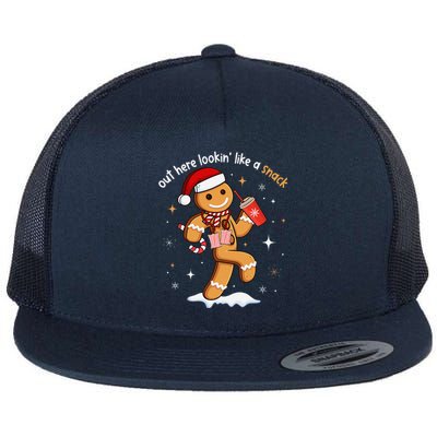 Out Here Looking Like A Snack Funny Boujee Xmas Gingerbread Flat Bill Trucker Hat