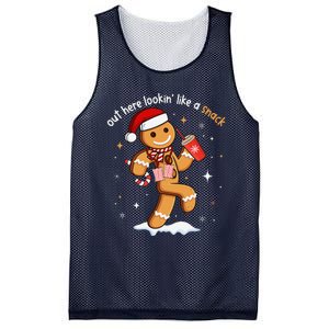 Out Here Looking Like A Snack Funny Boujee Xmas Gingerbread Mesh Reversible Basketball Jersey Tank