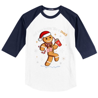 Out Here Looking Like A Snack Funny Boujee Xmas Gingerbread Baseball Sleeve Shirt