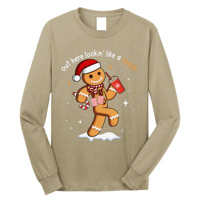 Out Here Looking Like A Snack Funny Boujee Xmas Gingerbread Long Sleeve Shirt