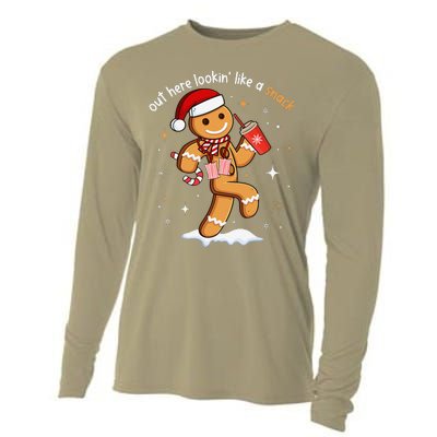 Out Here Looking Like A Snack Funny Boujee Xmas Gingerbread Cooling Performance Long Sleeve Crew