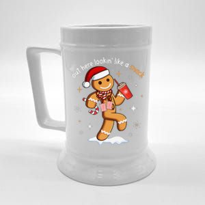 Out Here Looking Like A Snack Funny Boujee Xmas Gingerbread Beer Stein