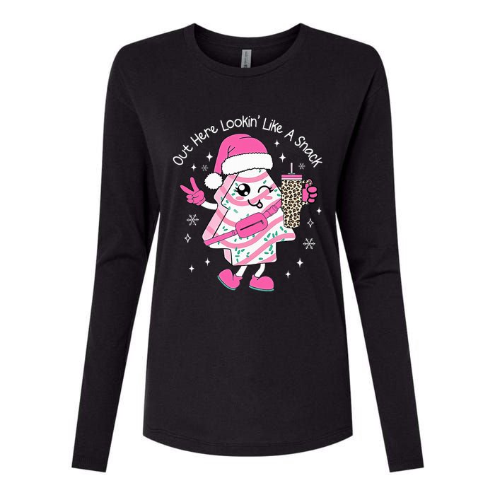 Out Here Looking Like A Snack Cute Boo Jee Xmas Trees Cakes Womens Cotton Relaxed Long Sleeve T-Shirt