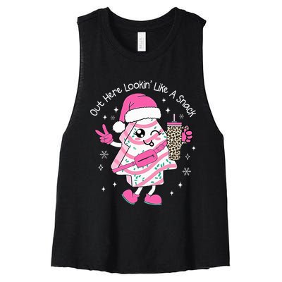 Out Here Looking Like A Snack Cute Boo Jee Xmas Trees Cakes Women's Racerback Cropped Tank