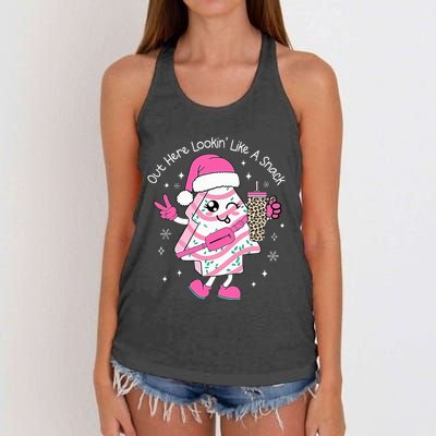 Out Here Looking Like A Snack Cute Boo Jee Xmas Trees Cakes Women's Knotted Racerback Tank