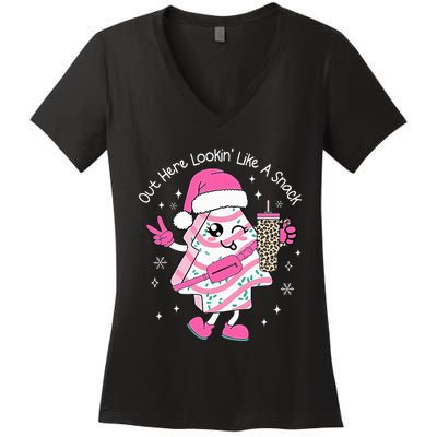 Out Here Looking Like A Snack Cute Boo Jee Xmas Trees Cakes Women's V-Neck T-Shirt