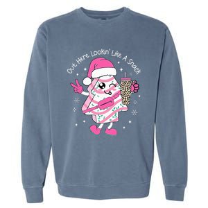 Out Here Looking Like A Snack Cute Boo Jee Xmas Trees Cakes Garment-Dyed Sweatshirt