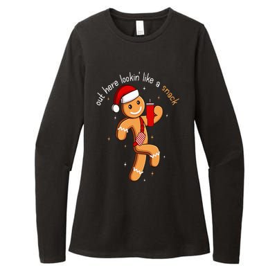 Out Here Looking Like A Snack Funny BouJee Xmas Gingerbread Womens CVC Long Sleeve Shirt