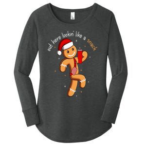 Out Here Looking Like A Snack Funny BouJee Xmas Gingerbread Women's Perfect Tri Tunic Long Sleeve Shirt