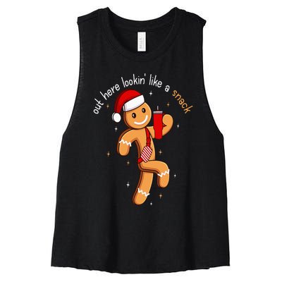 Out Here Looking Like A Snack Funny BouJee Xmas Gingerbread Women's Racerback Cropped Tank