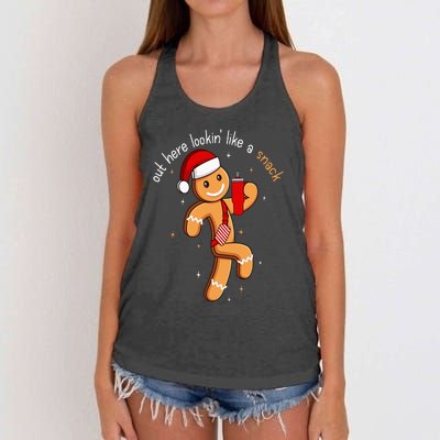 Out Here Looking Like A Snack Funny BouJee Xmas Gingerbread Women's Knotted Racerback Tank