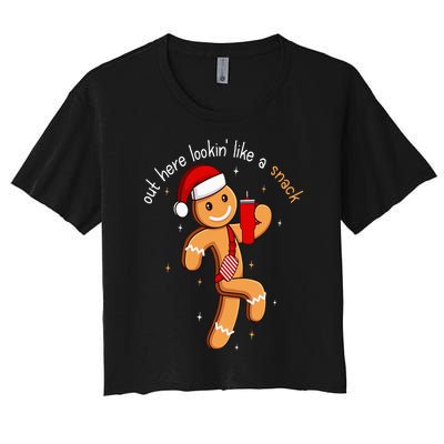 Out Here Looking Like A Snack Funny BouJee Xmas Gingerbread Women's Crop Top Tee