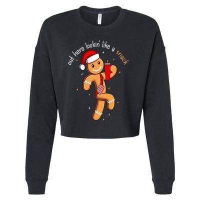 Out Here Looking Like A Snack Funny BouJee Xmas Gingerbread Cropped Pullover Crew