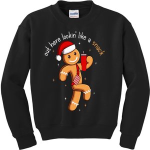 Out Here Looking Like A Snack Funny BouJee Xmas Gingerbread Kids Sweatshirt