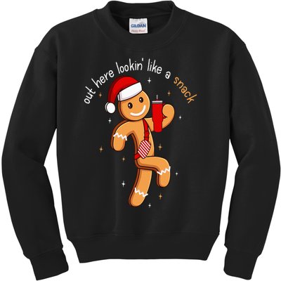 Out Here Looking Like A Snack Funny BouJee Xmas Gingerbread Kids Sweatshirt