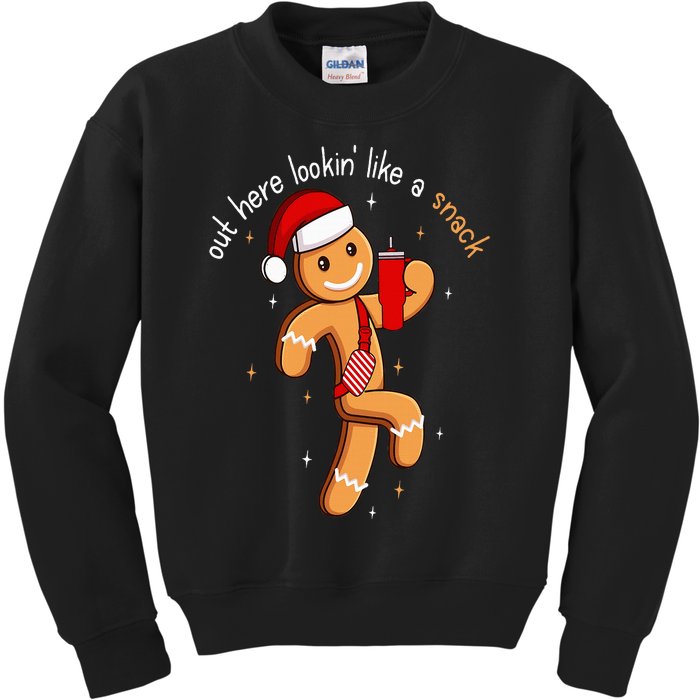 Out Here Looking Like A Snack Funny BouJee Xmas Gingerbread Kids Sweatshirt