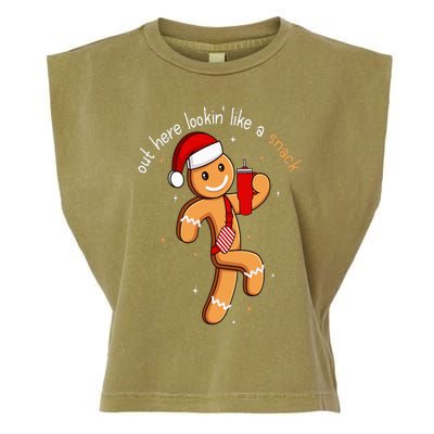 Out Here Looking Like A Snack Funny BouJee Xmas Gingerbread Garment-Dyed Women's Muscle Tee