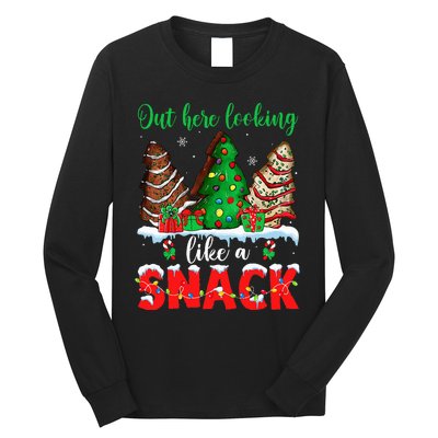 Out Here Looking Like A Snack Christmas Trees Long Sleeve Shirt