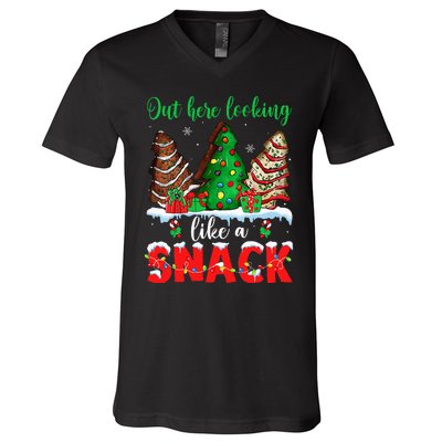 Out Here Looking Like A Snack Christmas Trees V-Neck T-Shirt