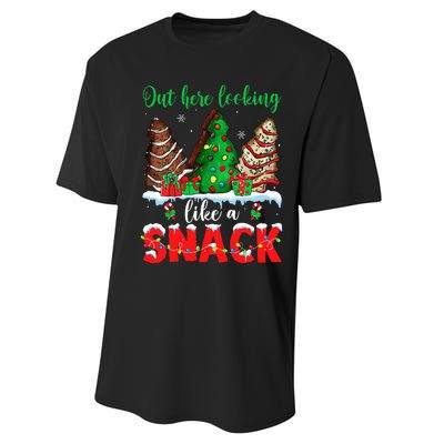 Out Here Looking Like A Snack Christmas Trees Performance Sprint T-Shirt