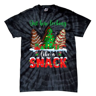 Out Here Looking Like A Snack Christmas Trees Tie-Dye T-Shirt