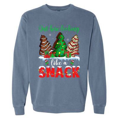 Out Here Looking Like A Snack Christmas Trees Garment-Dyed Sweatshirt