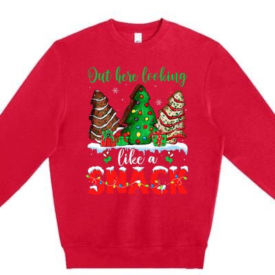 Out Here Looking Like A Snack Christmas Trees Premium Crewneck Sweatshirt