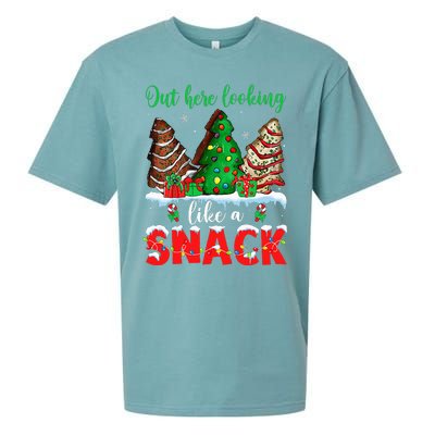 Out Here Looking Like A Snack Christmas Trees Sueded Cloud Jersey T-Shirt