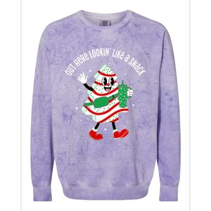 Out Here Looking Like A Snack Christmas Tree Cake Gift Colorblast Crewneck Sweatshirt