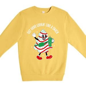 Out Here Looking Like A Snack Christmas Tree Cake Gift Premium Crewneck Sweatshirt