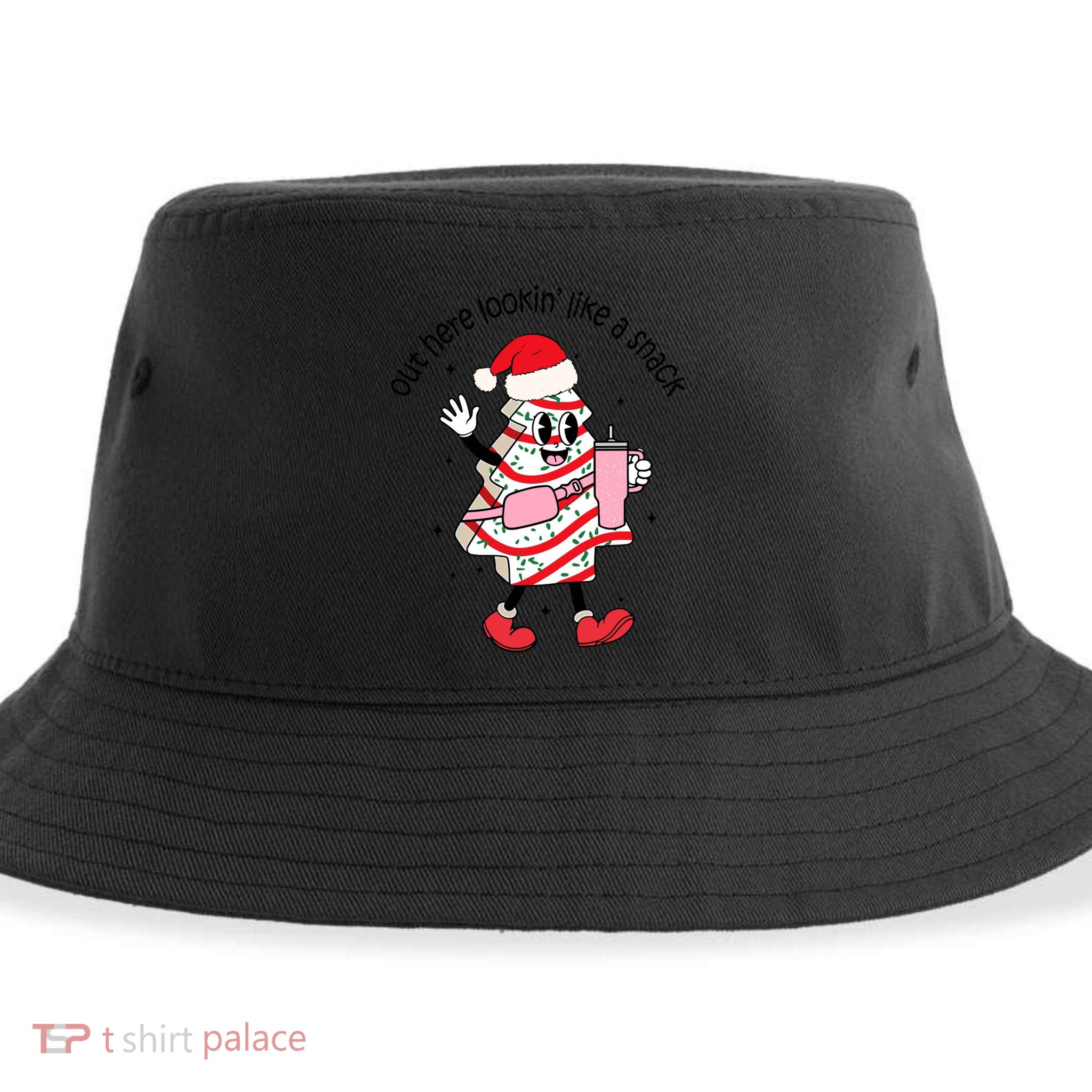 Out Here Lookin Like A Snack Boojee Christmas Tree Cake Gift Sustainable Bucket Hat