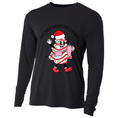 Out Here Lookin Like A Snack Boojee Christmas Tree Cake Gift Cooling Performance Long Sleeve Crew