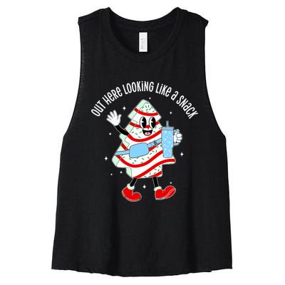 Out Here Looking Like A Snack Christmas Tree Cake Women's Racerback Cropped Tank